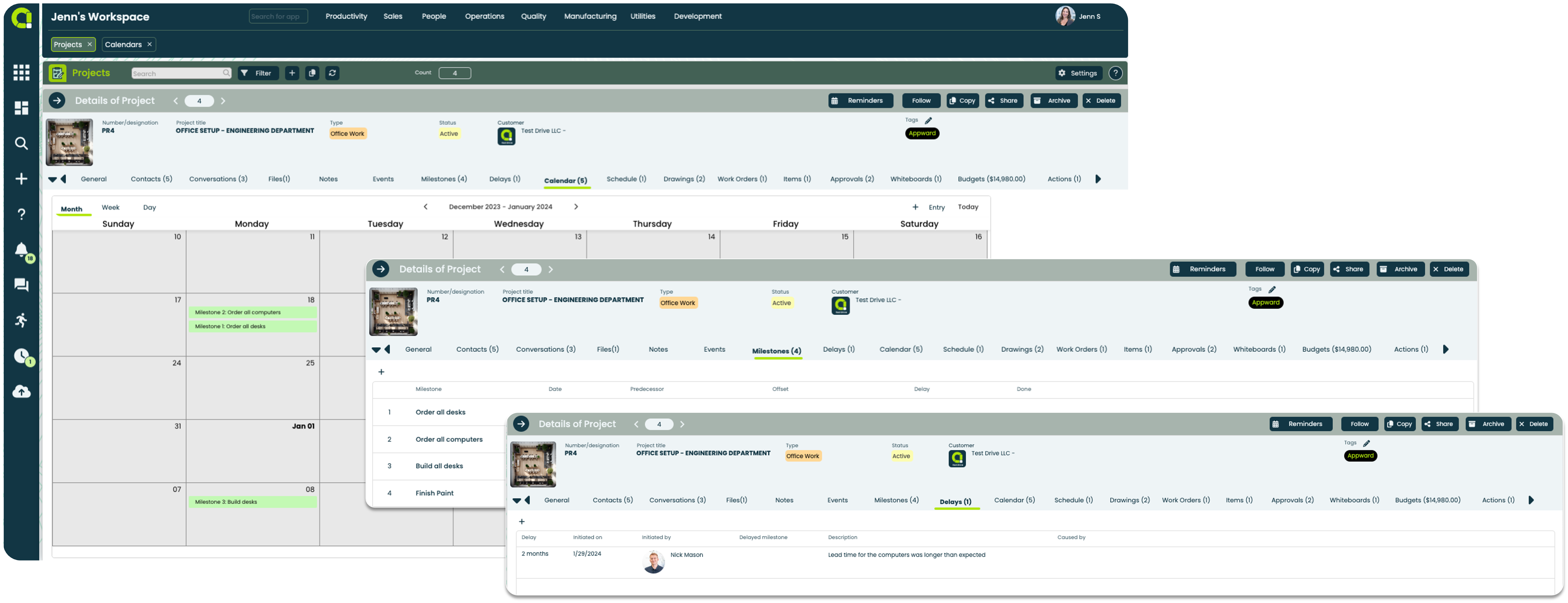Appward Agile Project Management Software with Calendar, Milestones and Delays